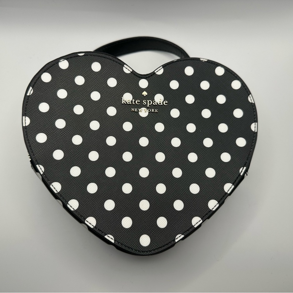Kate Spade Love Shack Heart Purse Black and White Polka Dot